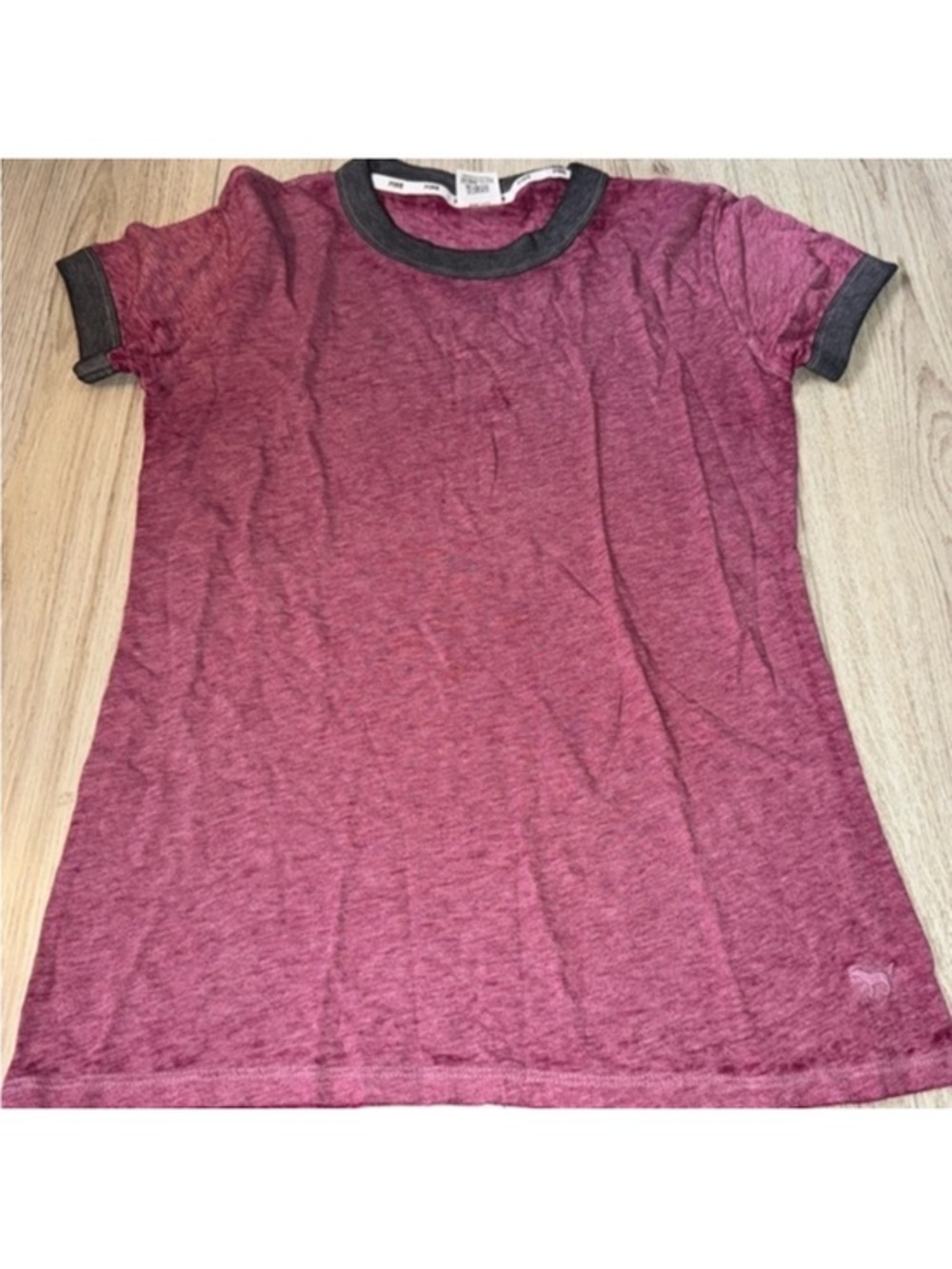 Victoria’s Secret pink maroon grey gray short sleeve shirt top ringer tee